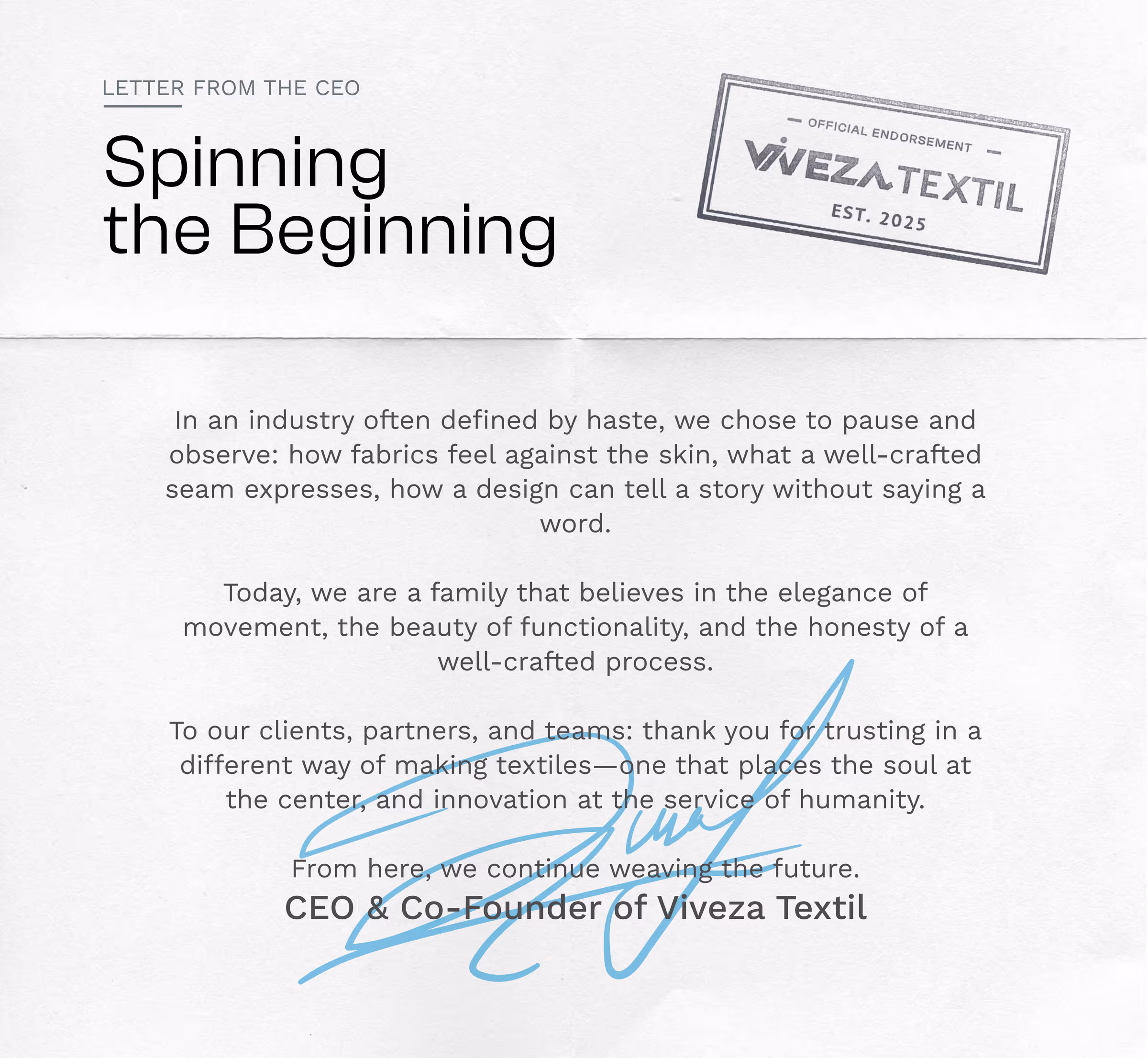 Letter CEO
