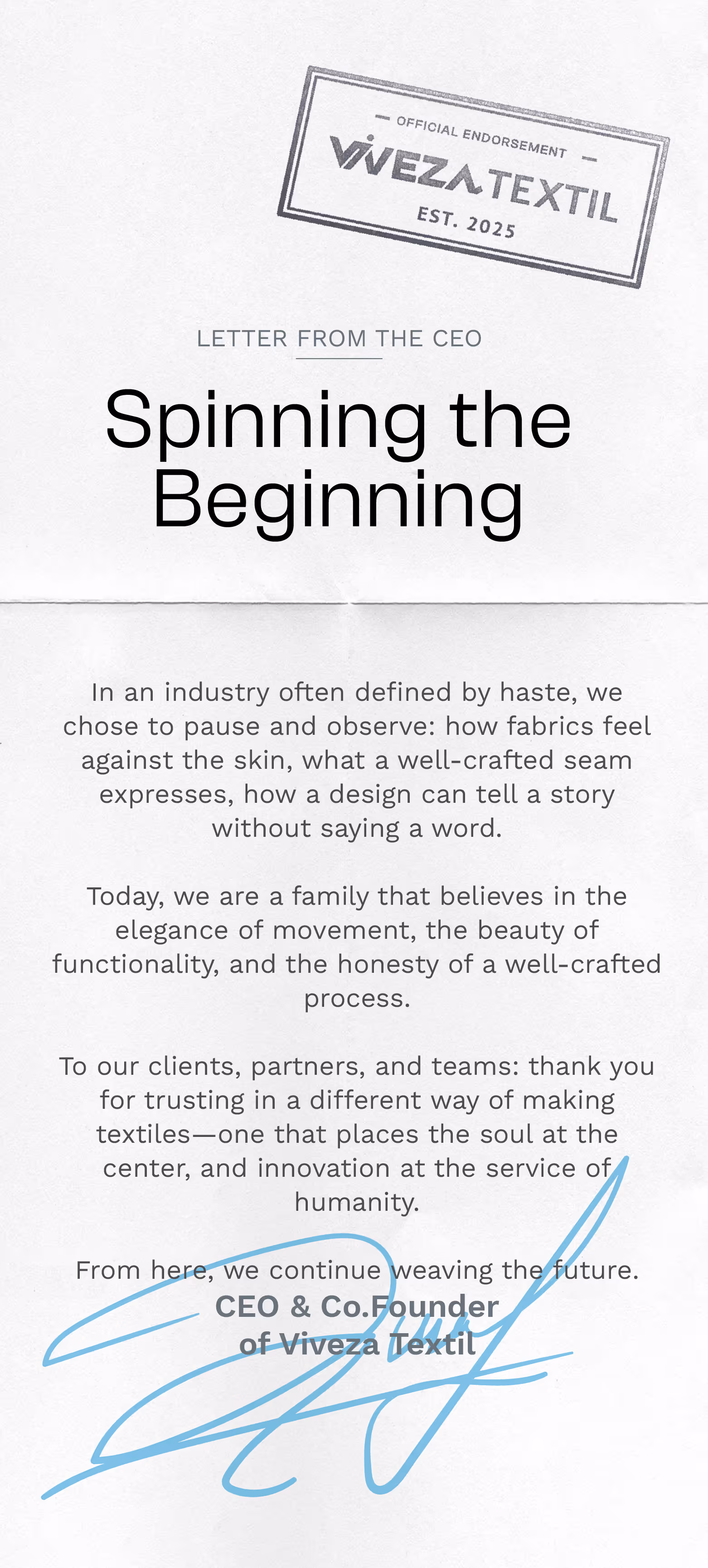 Letter CEO